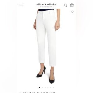 NWT- Alice + Olivia Employed Cream/White Straight Leg Slacks- size 0
